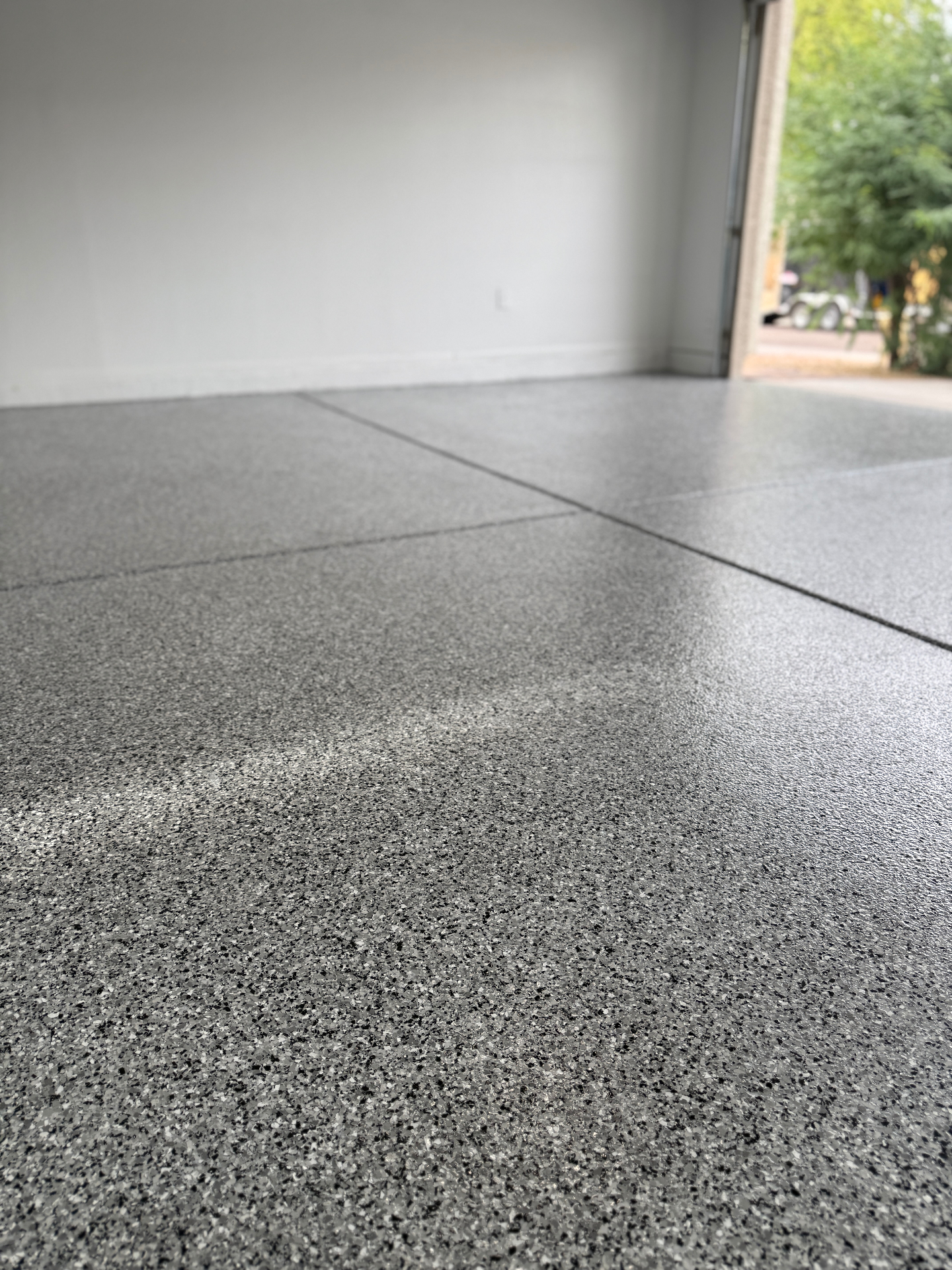 Finished epoxy flake garage floor by Gibson Epoxy, Arizona