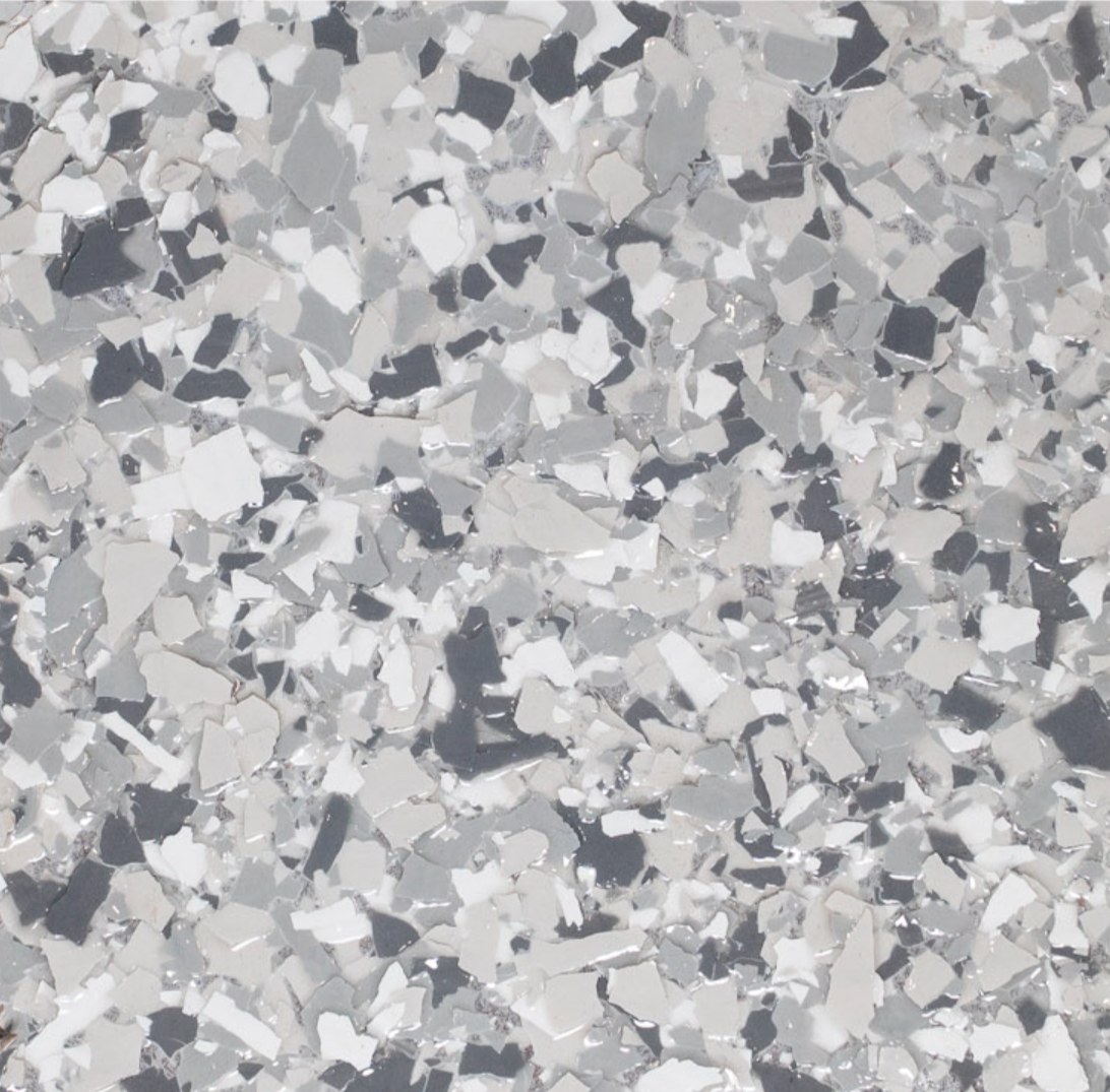 Glacier epoxy flake finish sample