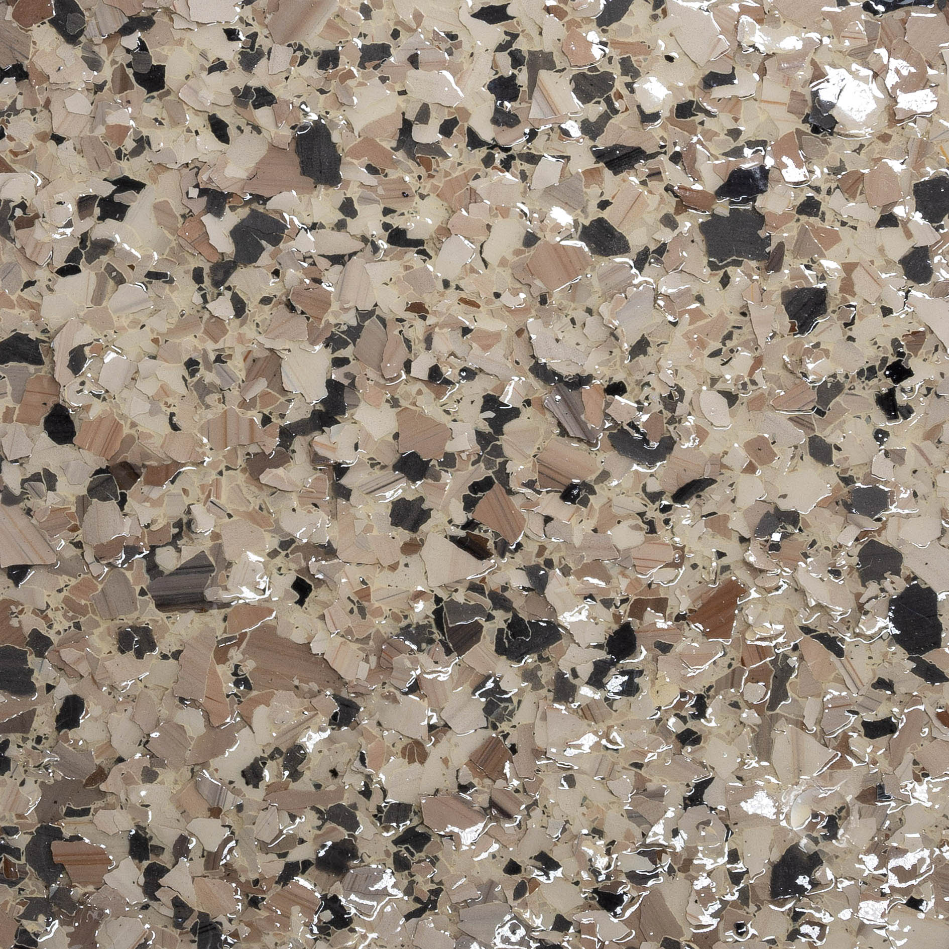 Ironwood epoxy flake finish sample